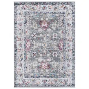 Timeless Provence Monaco Grey Multi Transitional Rug inspired by Southern France vibrant colors anti-static easy maintenance durable high quality multiple sizes shapes