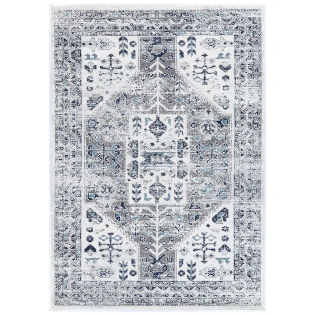 Timeless Provence Nimes Blue Grey Traditional Rug Inspired by Southern France Design