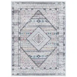 Elegant Provence Toulon Grey Tribal Rug inspired by Southern France floral patterns soft durable pile