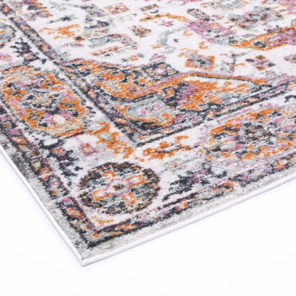 Santa Fe Medallion Rustic Rug soft pastel colors durable synthetic fibers cozy home decor