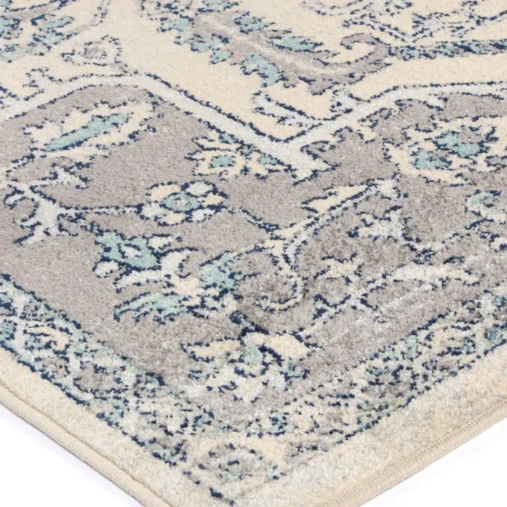 Timeless Sicily Avola Grey Blue Transitional Rug Elegant Design Soft Durable Living Room Bedroom Decor