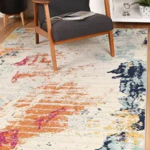 Luxurious Sicily Alcamo Multi Abstract Rug with vibrant pink and blue hues enhancing eclectic spaces durable low maintenance design