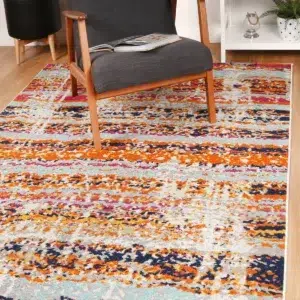 Vibrant Sicily Carini Multi Contemporary Rug adds lively colors to eclectic bohemian spaces soft durable polypropylene pile