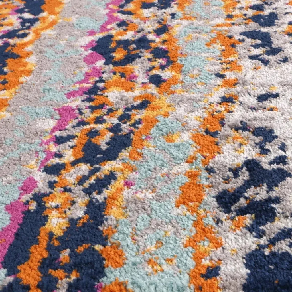 Vibrant Sicily Carini Multi Contemporary Rug adds eclectic style to any room with luxurious colors and durable design