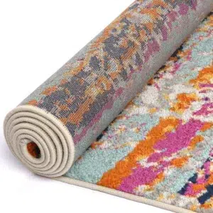 Vibrant Sicily Carini Multi Contemporary Rug with Luxurious Pink and Blue Design for Modern Bohemian Interiors