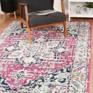 Timeless elegance pink blue transitional rug Sicily Carleone enhances any room with vibrant colors and durable design