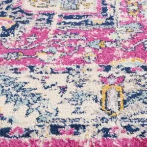 Timeless Sicily Carleone Rug Pink Blue Transitional Design Soft Plush Floor Decor