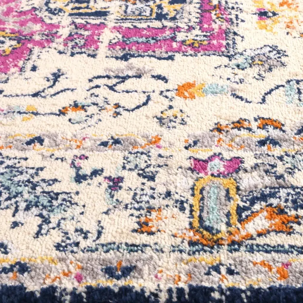 Sicily Nicosia Navy Pink Transitional Rug elegant durable design enhances any home decor