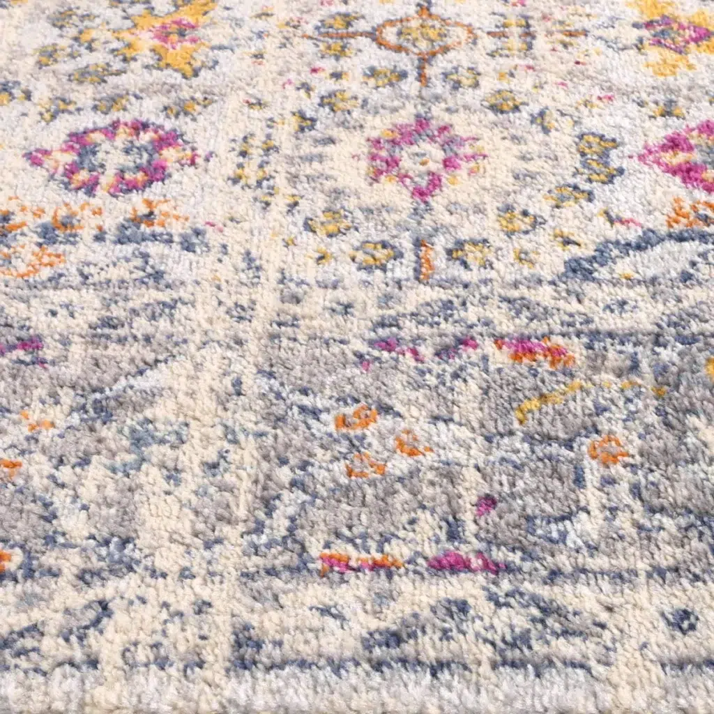 Luxurious Sicily Ferla Grey Multi Transitional Rug elegant design vibrant colors durable construction