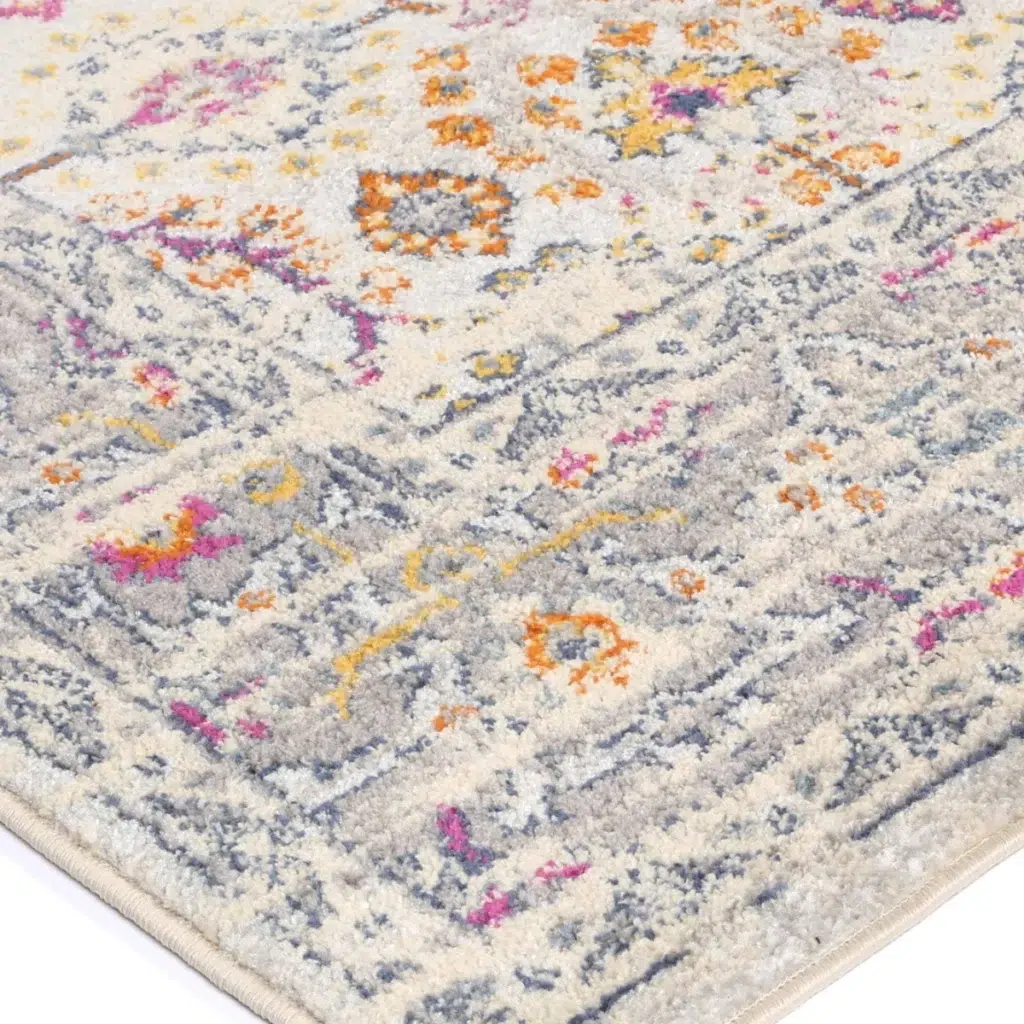 Luxurious Sicily Ferla Grey Multi Transitional Rug elegant design vibrant colors durable construction