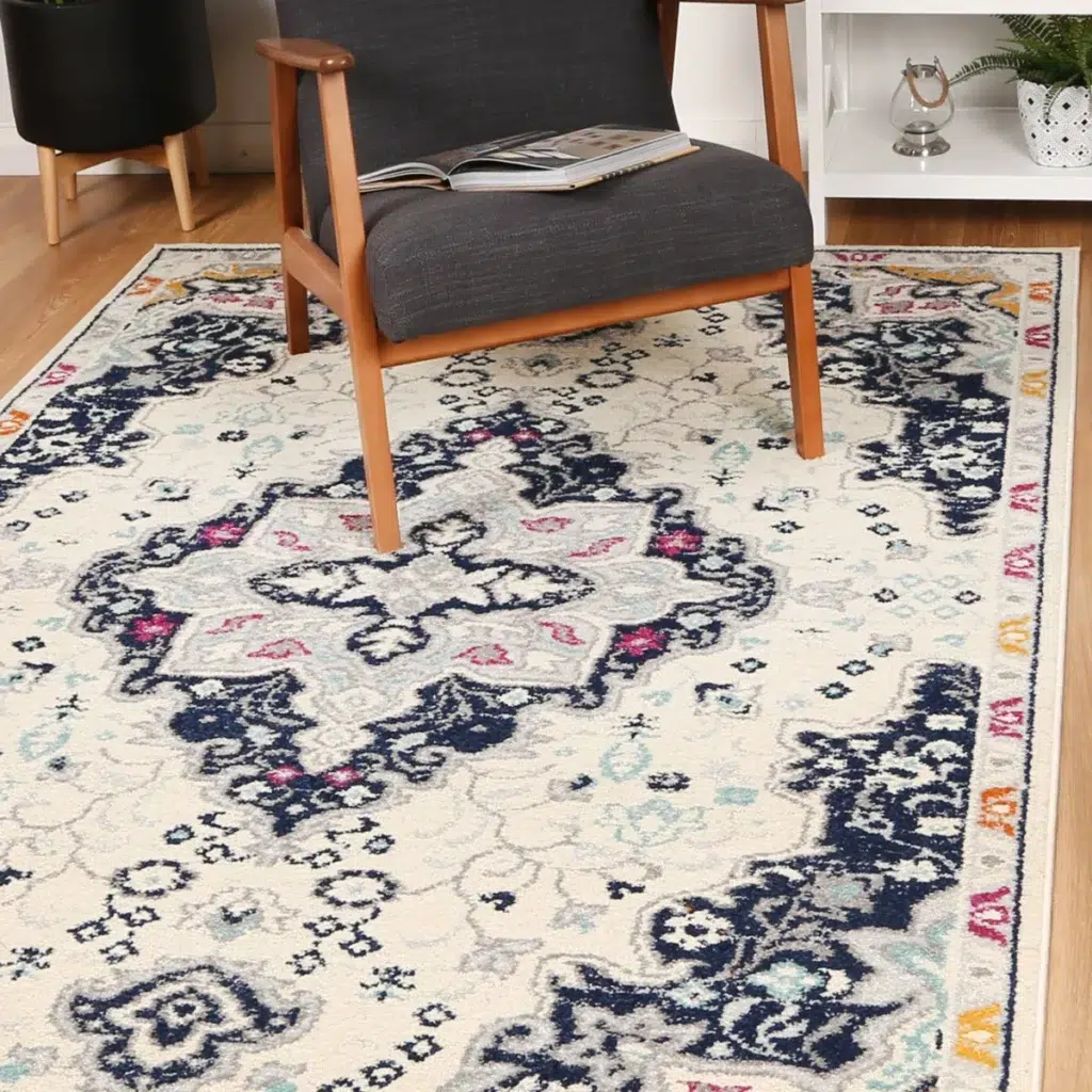 Vibrant Sicily Acate Ivory Multi Transitional Rug luxurious colors eclectic bohemian style durable polypropylene handmade in Turkey soft plush texture elevate home decor