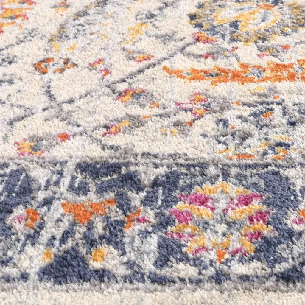Sicily Mortilli Blue Yellow Transitional Rug vibrant colors luxurious design durable construction