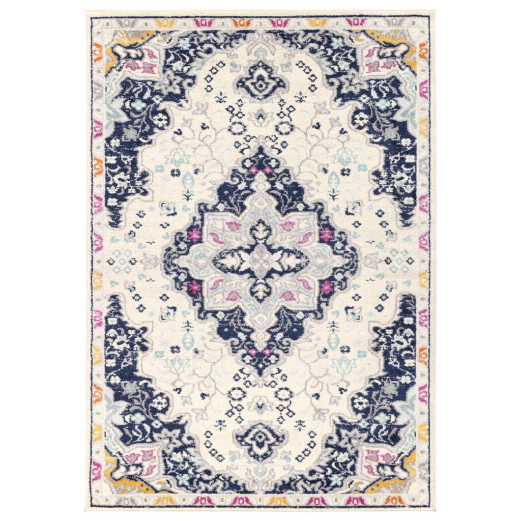 Vibrant Sicily Acate Ivory Multi Transitional Rug perfect for eclectic bohemian interiors durable polypropylene handmade in Turkey