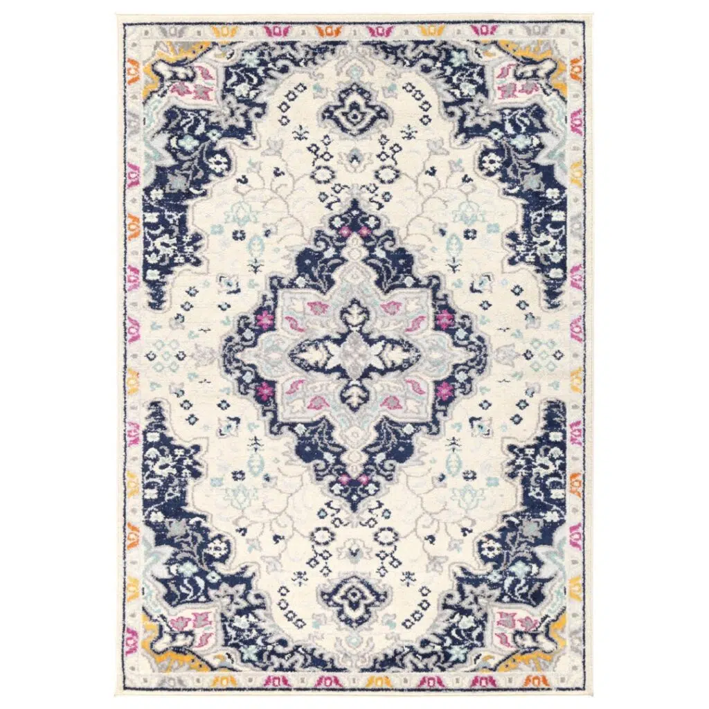 Vibrant Sicily Acate Ivory Multi Transitional Rug perfect for eclectic bohemian interiors durable polypropylene handmade in Turkey