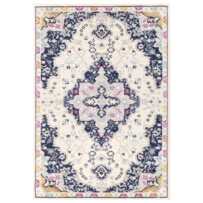 Vibrant Sicily Acate Ivory Multi Transitional Rug perfect for eclectic bohemian interiors durable polypropylene handmade in Turkey