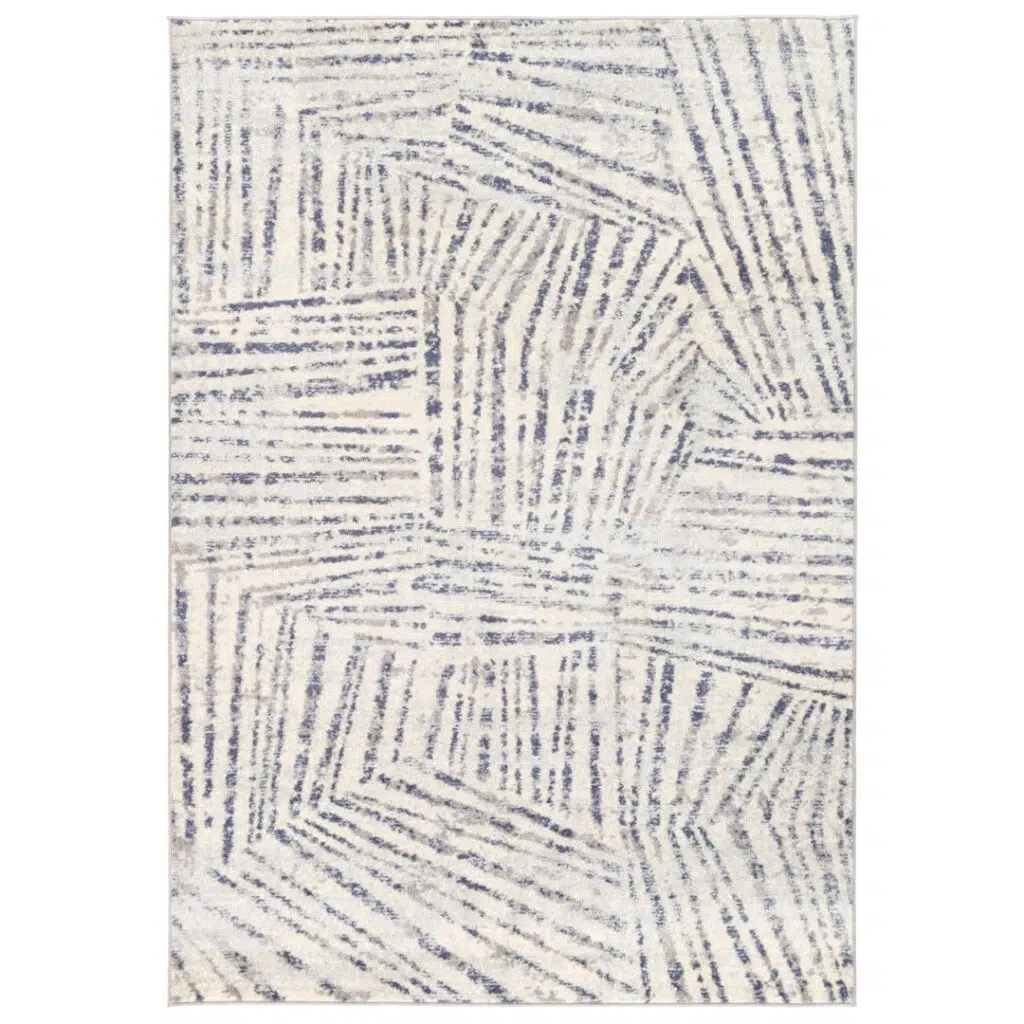 Luxurious Sicily Ferraro Ivory Blue Geometric Rug Elegant Design Stain Resistant Durable Synthetic Fiber