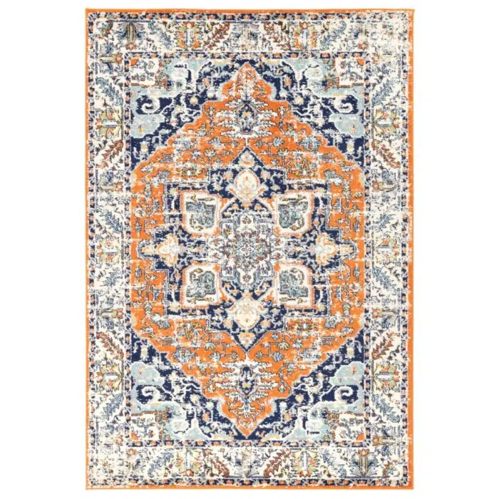 Sicily Messina Orange & Blue Transitonal Rug