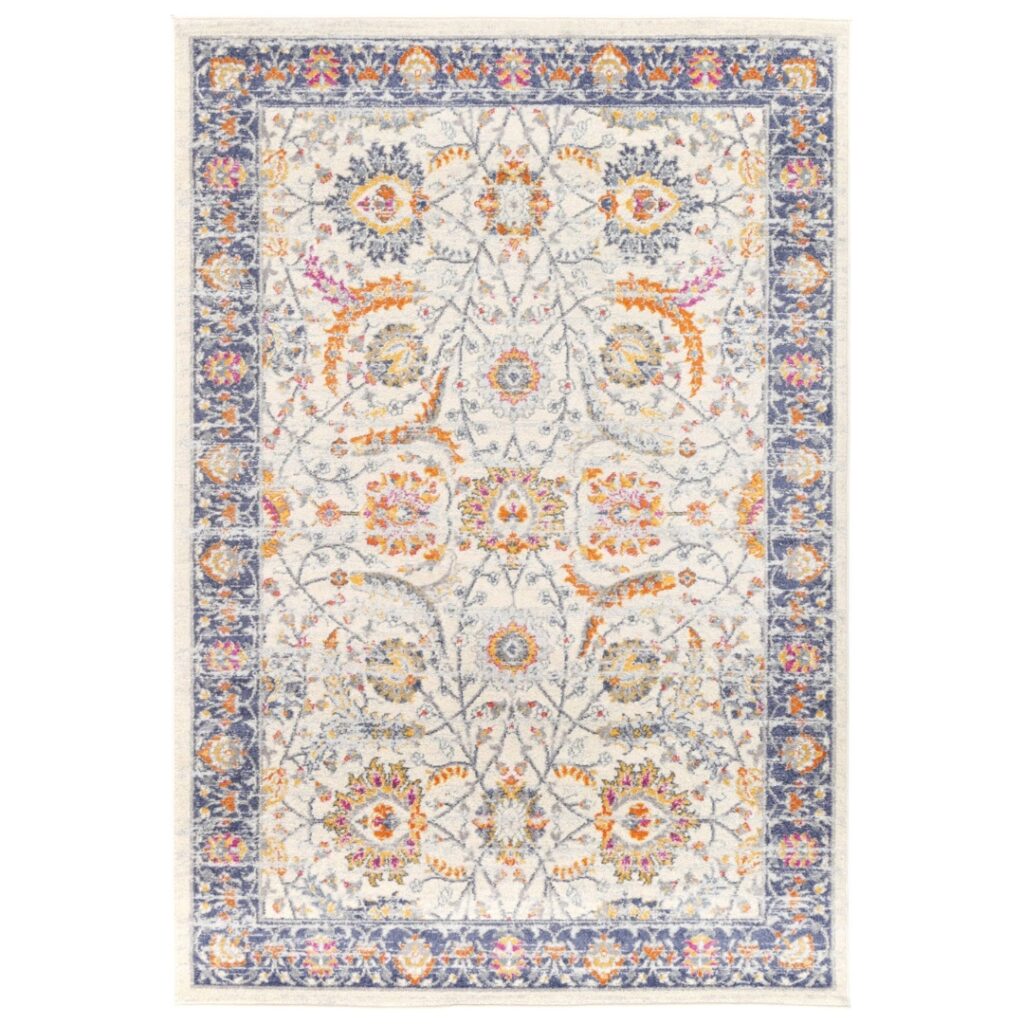 Sicily Mortilli Blue Yellow Transitional Rug vibrant durable low maintenance versatile quality craftsmanship pile height soft comfortable elegant living room bedroom modern traditional spaces