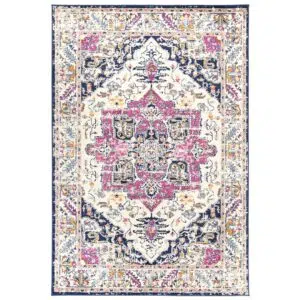 Sicily Nicosia Navy Pink Transitional Rug luxurious colors nostalgic designs vibrant eclectic bohemian interiors