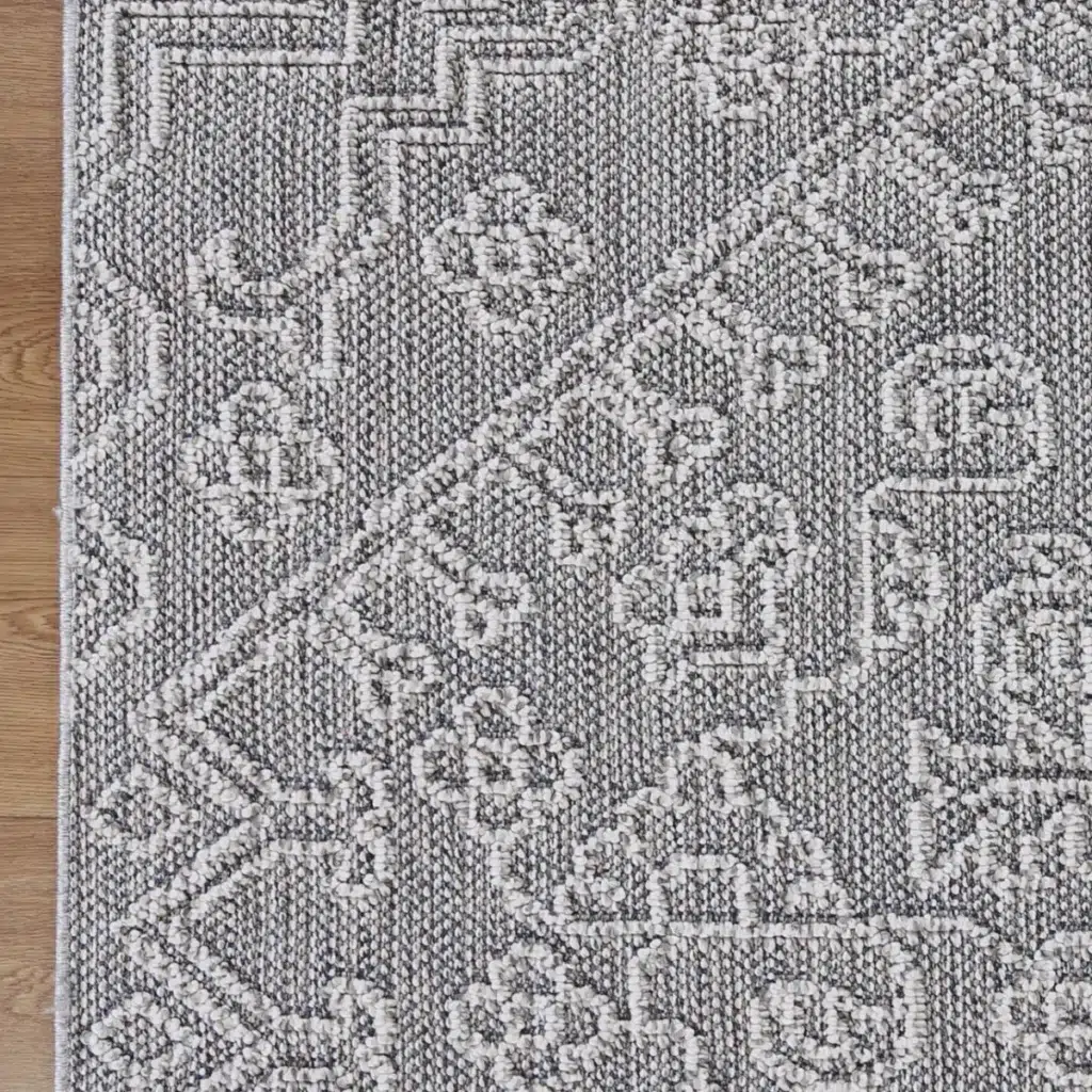 Vanuatu Bule Ash Tribal Flatweave Rug elegant flatwoven design durable indoor outdoor use