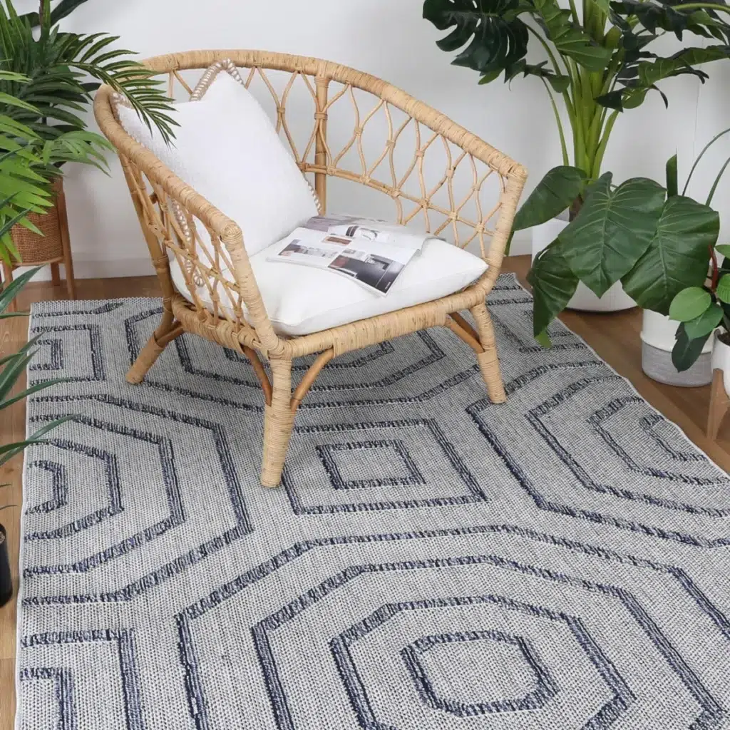 Vanuatu Hale Charcoal Geometric Flatweave Rug versatile indoor outdoor design durable easy clean elegance sophistication