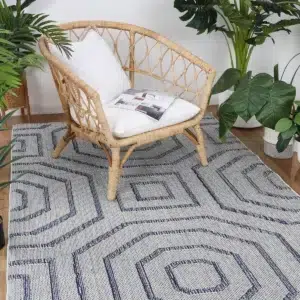 Vanuatu Hale Charcoal Geometric Flatweave Rug versatile indoor outdoor design durable easy clean elegance sophistication