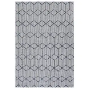 Vanuatu Greenslade Charcoal Geometric Flatweave Rug adds style and comfort to any space with its durable flatwoven design perfect for indoor outdoor use