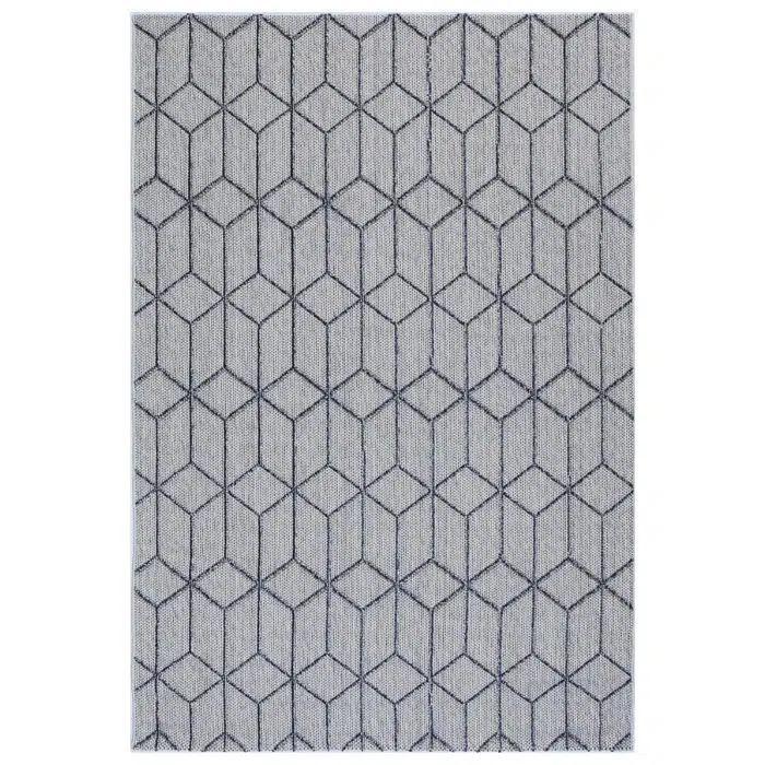 Vanuatu Greenslade Charcoal Geometric Flatweave Rug