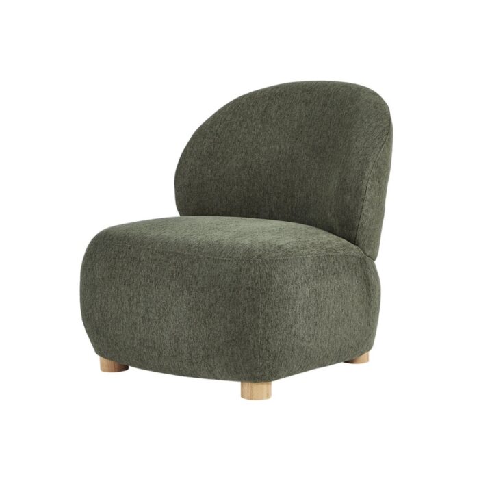 Coco Accent Chair in green fabric with sculptural modern design