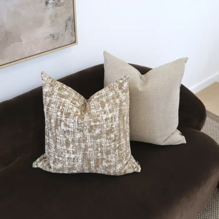Rivo Cushion 55cm Brown Natural Abstract Stripe Woven Decorative Pillow
