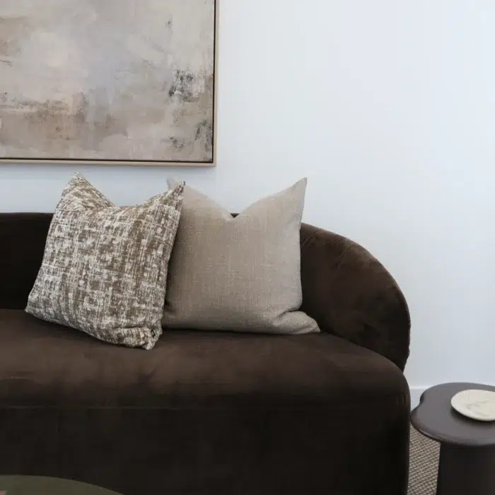 Liora 55cm Brown Linen Cushion for Sofa or Bed