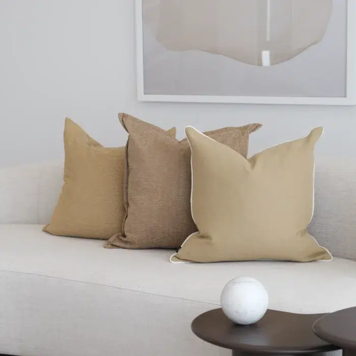 Olin Cushion 55cm in yellow with white border for sofa decor