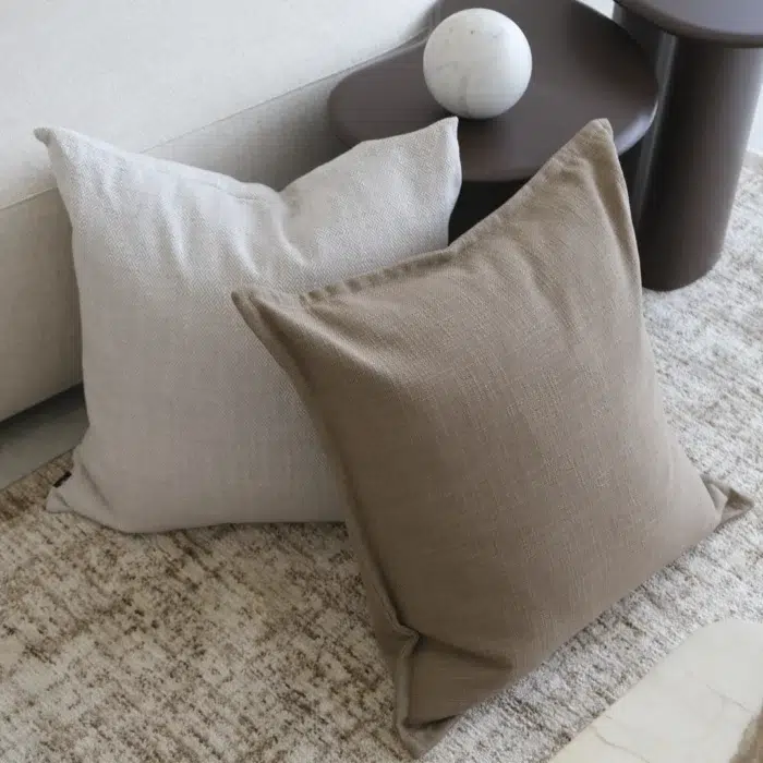 Brown linen edge cushion 55cm for sofa chair bed decor