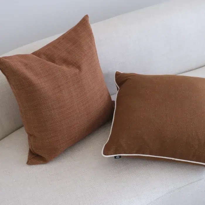 Olin Cushion 55cm in Rust with White Border for Sofa or Bed