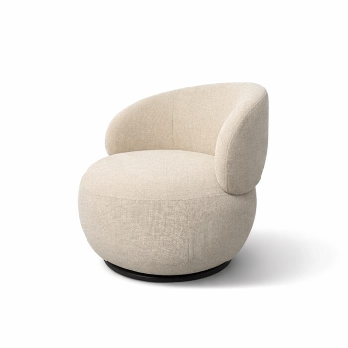 Lumi Swivel Armchair in Beige with 360° Base