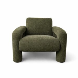 Moona Armchair in green - modern, comfortable, solid wood frame