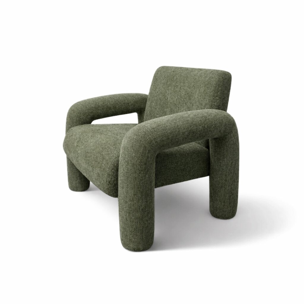Moona Green Armchair - Contemporary Design with Premium Fabric Upholstery
