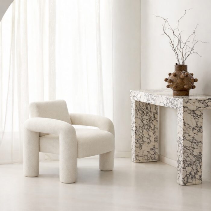 Moona Armchair White modern elegant comfortable fabric armchair