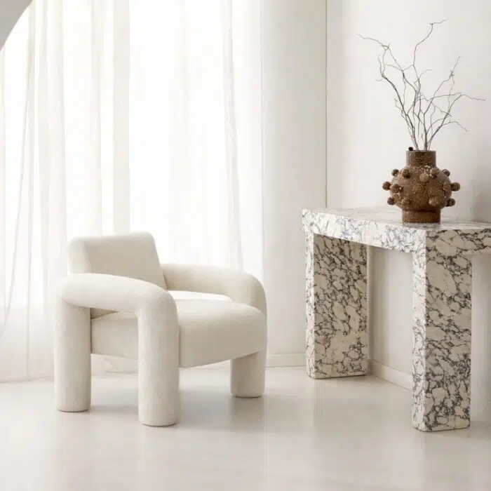 Moona Armchair White modern elegant comfortable fabric armchair