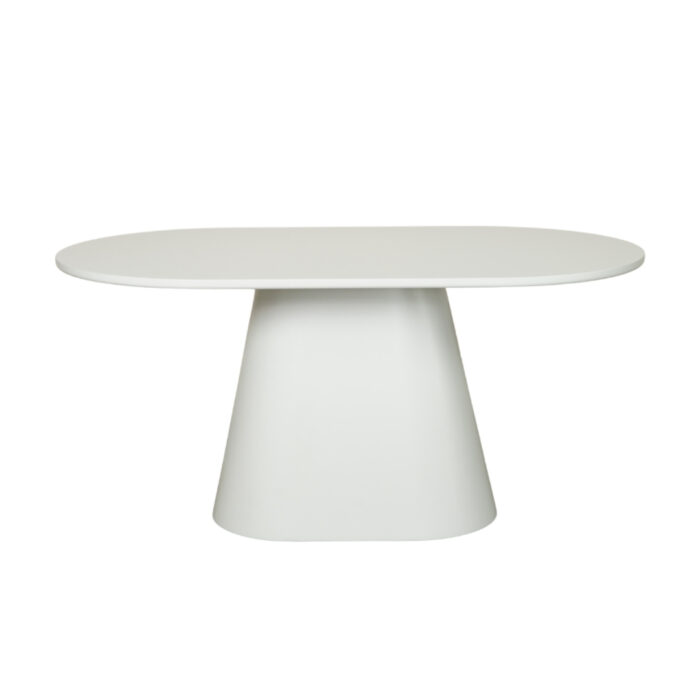 Olen 160cm oval dining table with matte white MDF top and base
