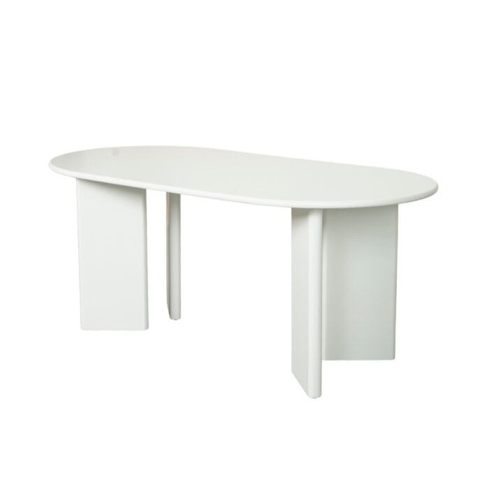 Ovo 180cm oval dining table with matte cream MDF top and base