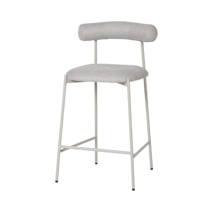 Soren Bar Stool in beige with metal frame and fabric seat
