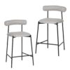 Soren Bar Stool Beige Seat Black Metal Legs Set of 2