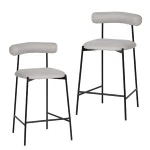 Soren Bar Stool Beige Seat Black Metal Legs Set of 2