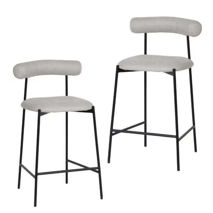 Soren Bar Stool- Beige w Black Leg (set of 2)