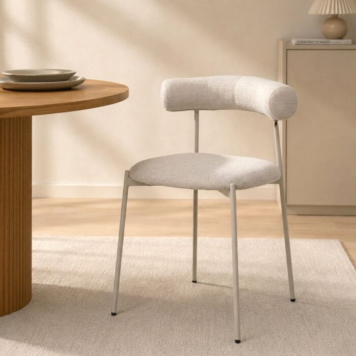 Soren Beige Upholstered Modern Dining Chair for Small Spaces