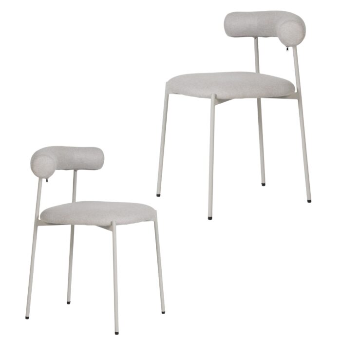Soren Dining Chair in beige fabric with metal frame, set of 2