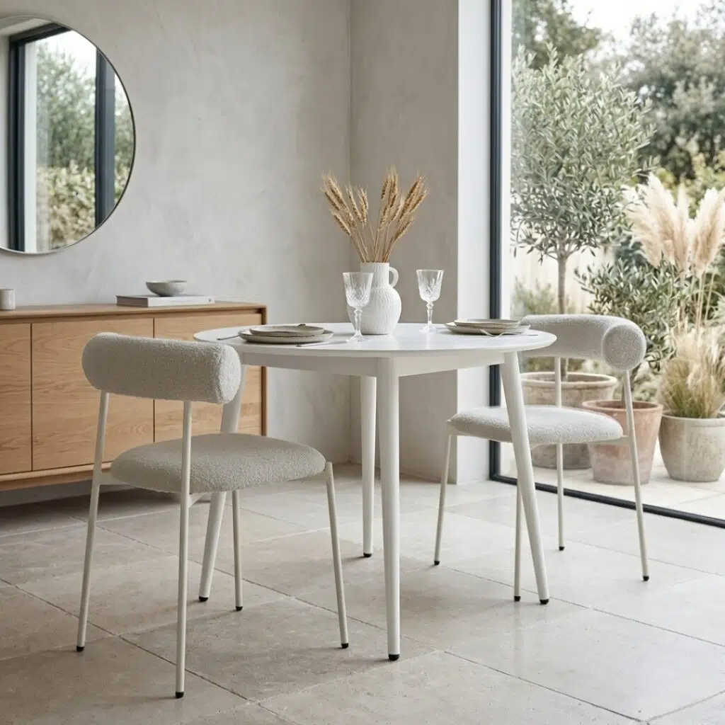 Soren Dining Chair in beige fabric with metal frame, set of 2