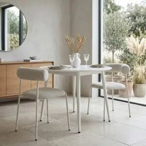 Soren Dining Chair in beige fabric with metal frame, set of 2