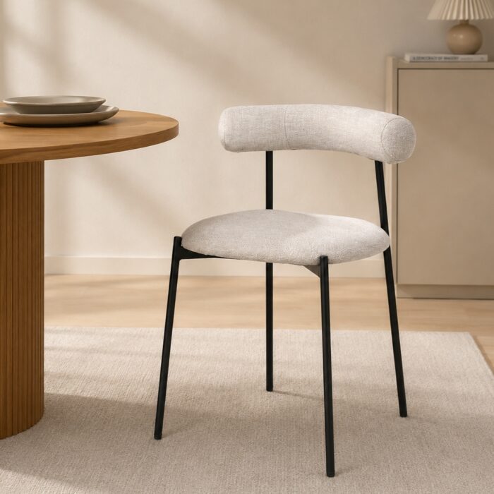 Soren Beige Dining Chair with Black Legs for Modern Homes